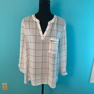 Black & White Square Print Blouse